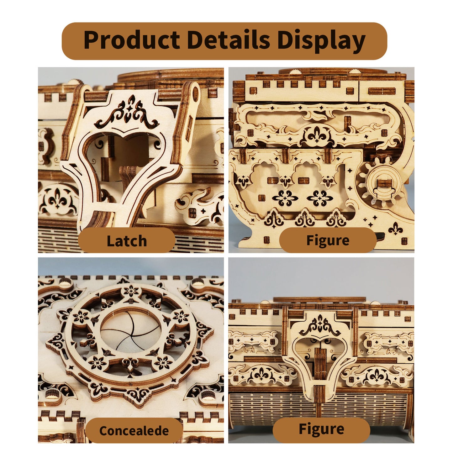 3D Wooden Puzzle Music Box Kit Antique Jewel Box DIY Home Decoration Model Birthday or Christmas Gifts