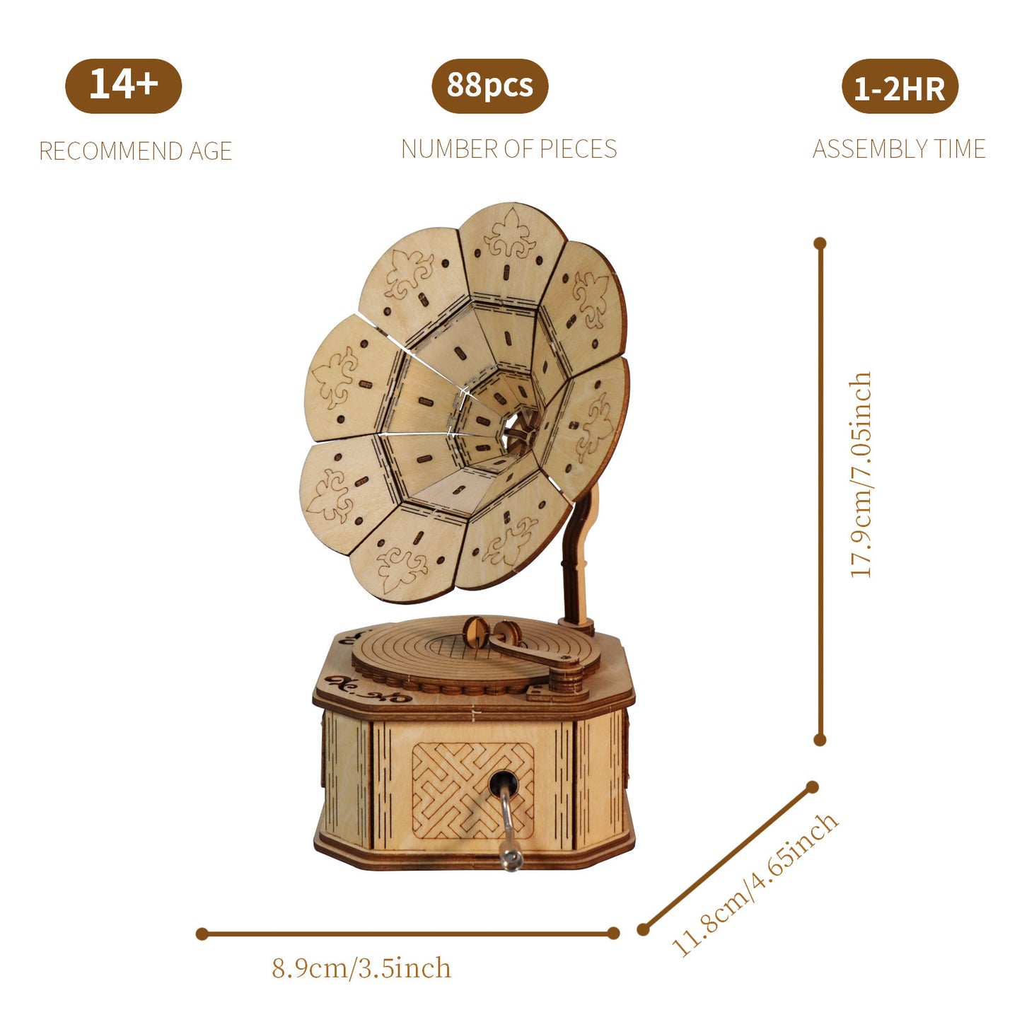 3d wooden puzzle phonograph music box You are my sunshine Handmade Assembly Model kit DIY Crafts Holidays birthdays Christmas gifts