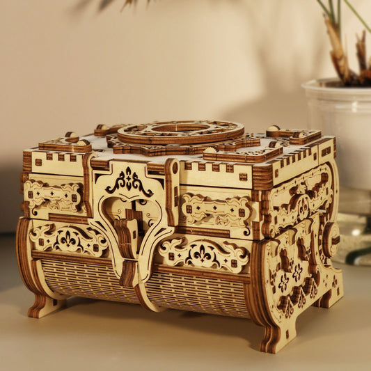 3D Wooden Puzzle Music Box Kit Antique Jewel Box DIY Home Decoration Model Birthday or Christmas Gifts