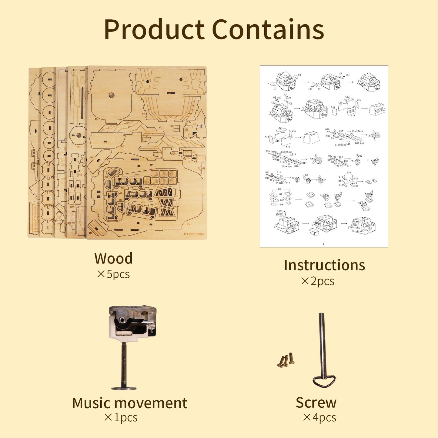 3D Wooden Puzzles Moving Castle Music Box kits Castle Building Model DIY Crafts Birthday Gift for Women