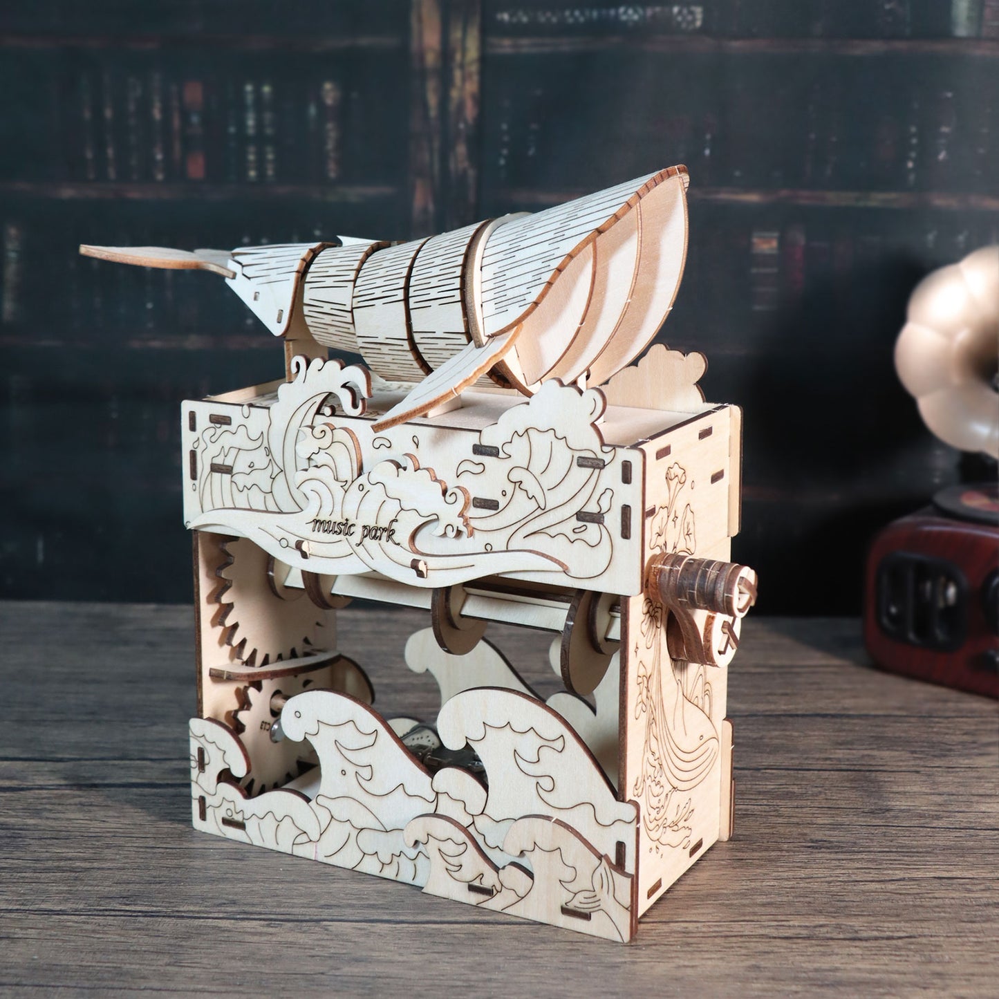 3d wooden puzzle Hand Whale music box Play Handmade Assembly Model kit Holidays birthdays Christmas gifts