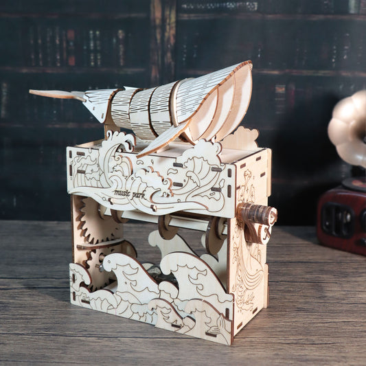 3d wooden puzzle Hand Whale music box Play Handmade Assembly Model kit Holidays birthdays Christmas gifts