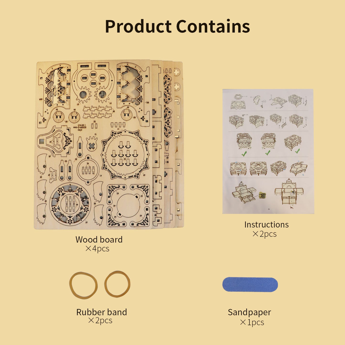 3D Wooden Puzzle Music Box Kit Antique Jewel Box DIY Home Decoration Model Birthday or Christmas Gifts