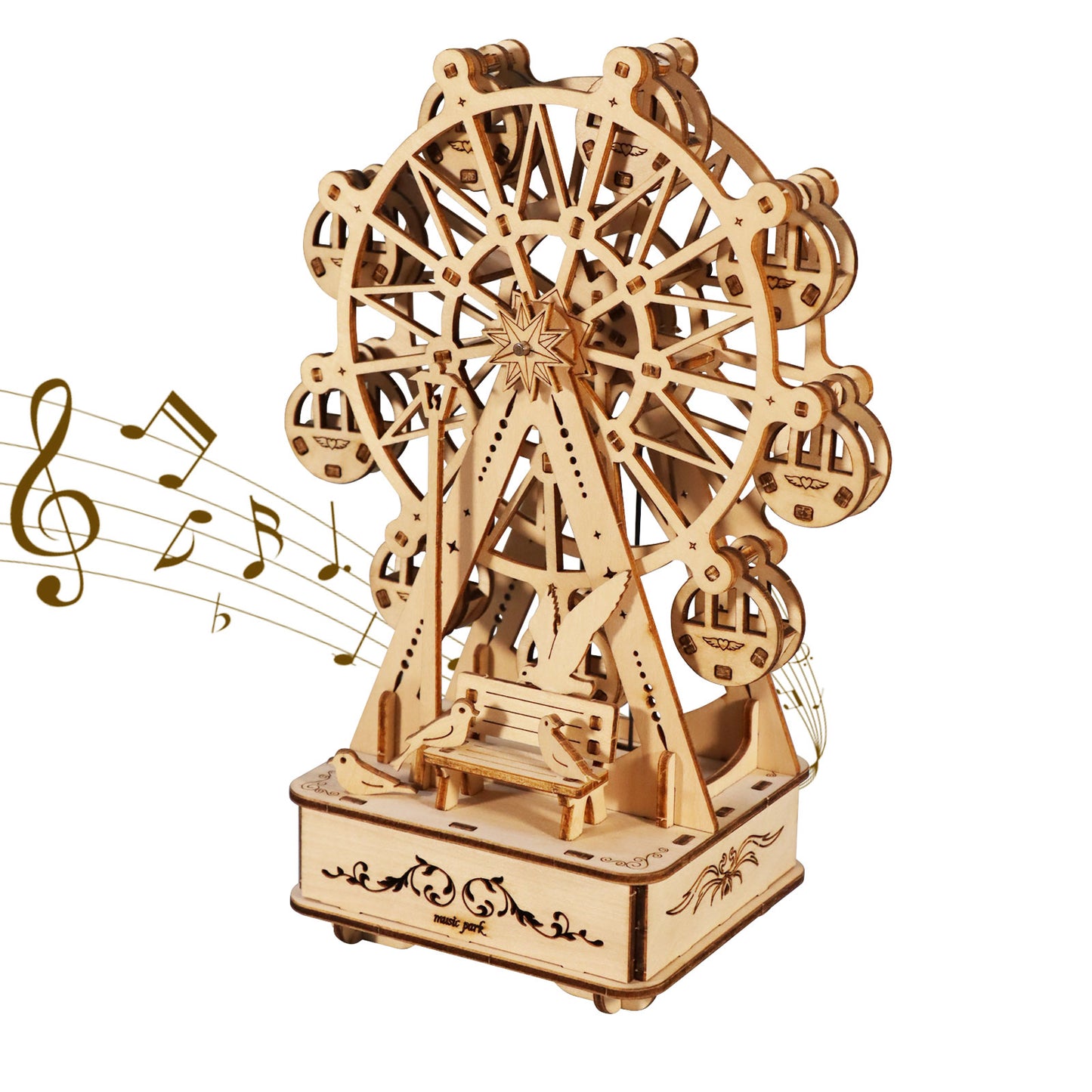 3D Wooden Puzzles Music Box Ferris Wheel DIY Crafts Handmade Model Kits for Women Birthday Gifts